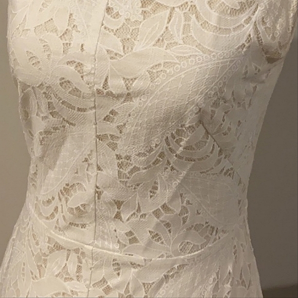 H&M SZ 4 Cream White Lace Overlay Midi Dress - Picture 3 of 8